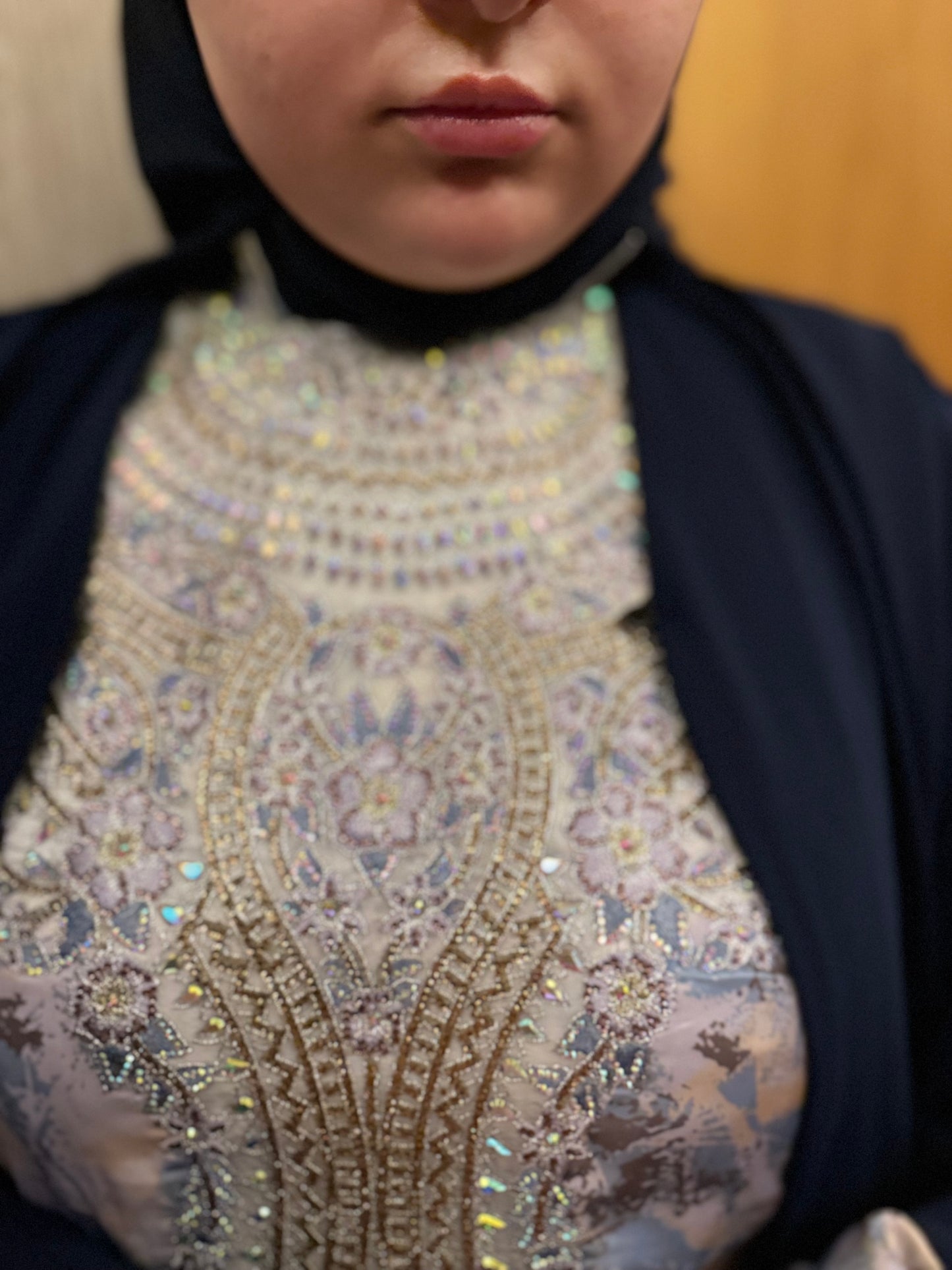 Anissa in blue High neck mkhawer