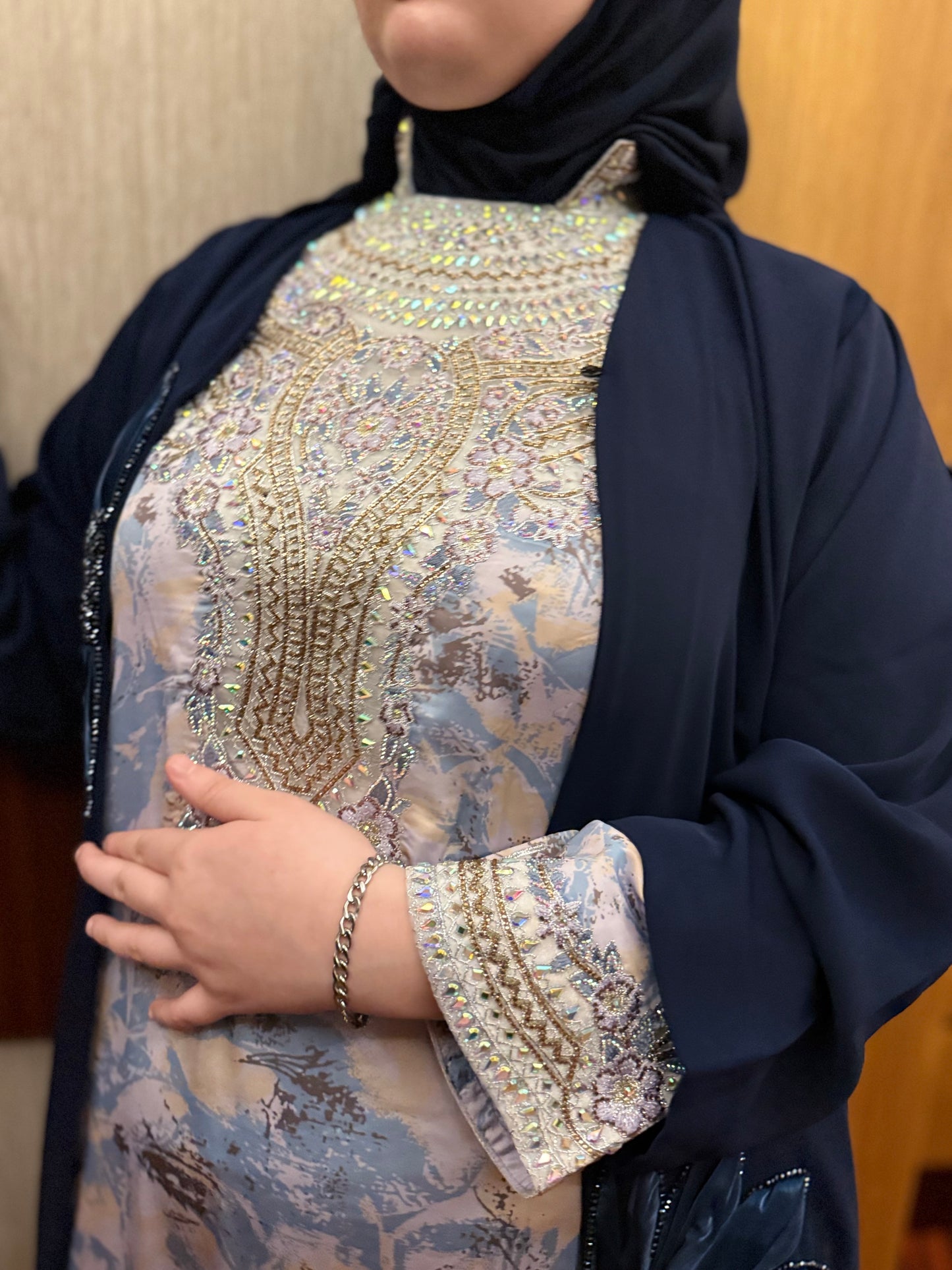 Anissa in blue High neck mkhawer