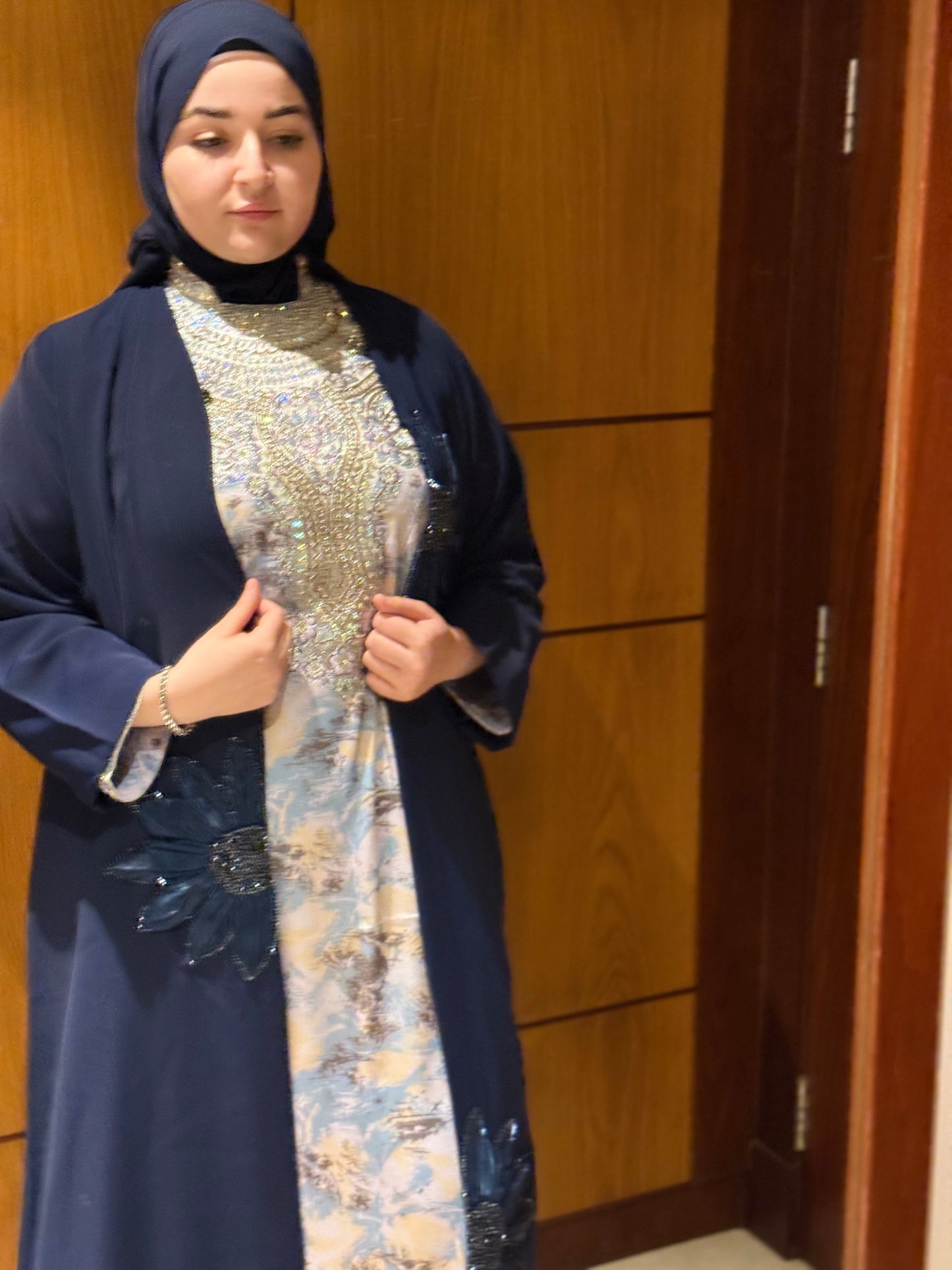 Anissa in blue High neck mkhawer