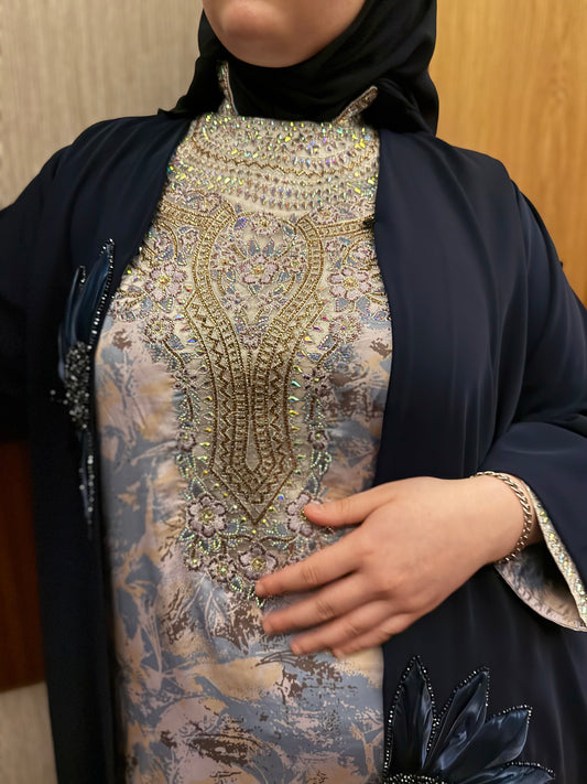 Anissa in blue High neck mkhawer